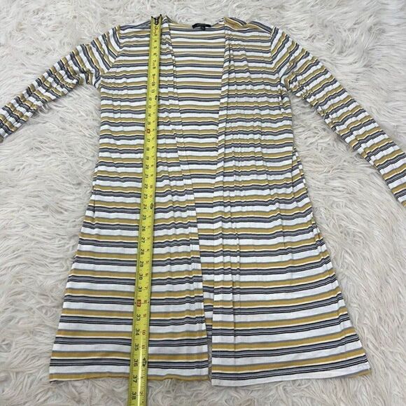 Ambiance Women’s Retro Yellow Striped Long Cardigan Lightweight Size Large - Picture 4 of 11